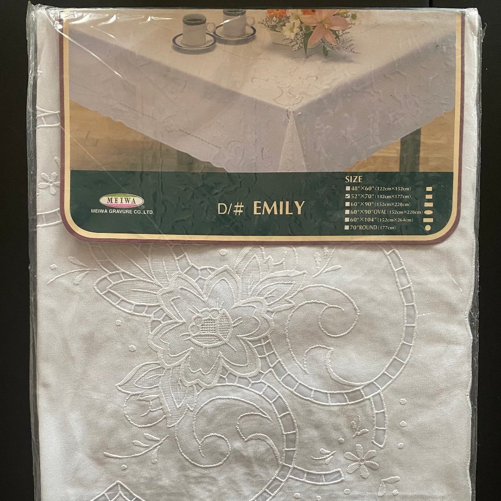 Floral embroidered design tablecloth